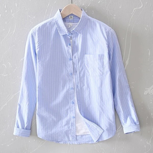 style Italy brand cotton shirt men long sleeve spring white shirts for men fashion striped shirt mens overhemd