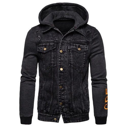 New Autumn Winter Mens Hooded Jackets Casual Style Jeans Jacket Men Outwear Cotton Denim Jackets Mens Coats And Jackets