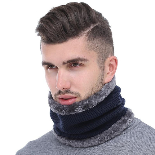 Winter Men Scarf Ring Knitted Scarves For Men Women Neck Snood Warp Thickened Wool Collar Warm Soft Scarves