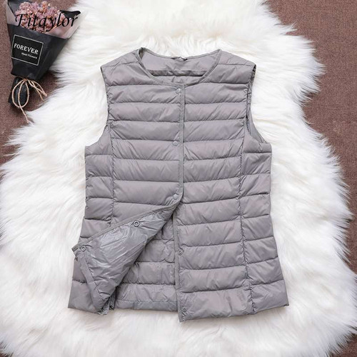 90% Ultra Light White Duck Down Women Vest Thin Coat Women Duck Down Sleeveless Jacket V Collar