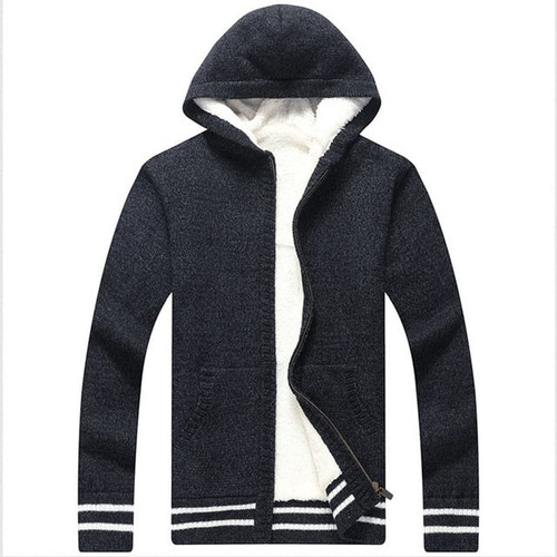 Winter Men’s Sweater Warm Zipper Hooded Coat Men Cardigan Jumpers Fleece Thick Fits Coats Casual Men