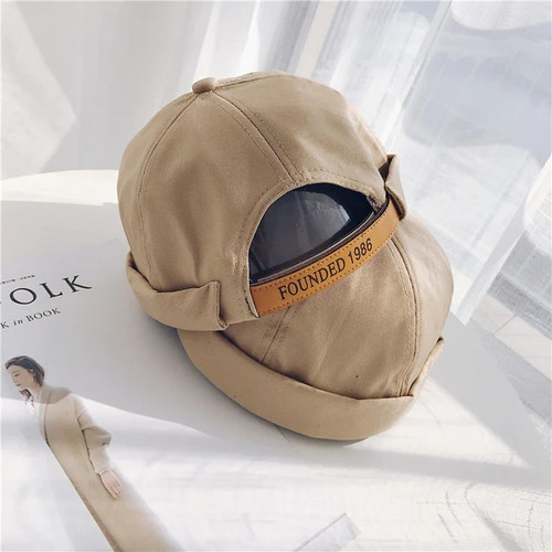 Embroidery 1986 Men Women Skullcap Hat Cap Casual Docker Sailor Mechanic Brimless Solid Color Gorro Spring Cap