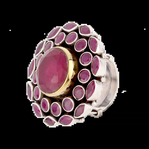 Iva Pink Stone Silver Ring