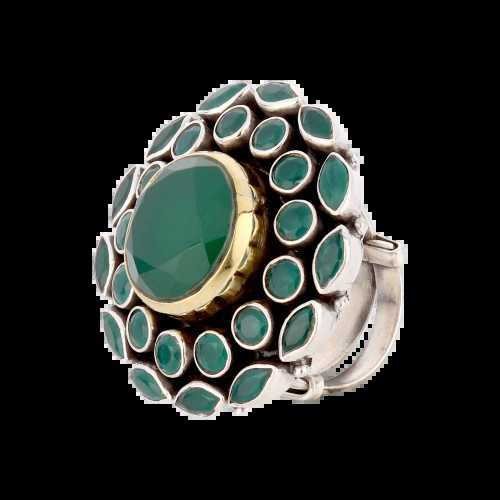 Green Stone Silver Ring 92.5 Silver