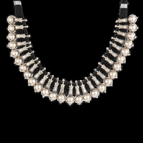 Black Thread Tribal Silver Choker