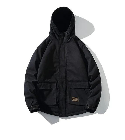 Winter jacket men's hooded loose casual warm thick coat cotton large size tooling jacket high quality