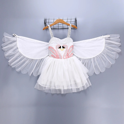 Children Girls Vestido Christmas Flamingo Dress For little Girls Angel Wing Costumes New Year Dress Kids Girls Gown