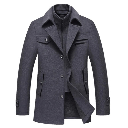 New Winter Wool Coat men Slim Fit Jackets Fashion Outerwear Warm Casual Men's Long  Jacket Overcoat Pea Coat Plus Size M-4XL