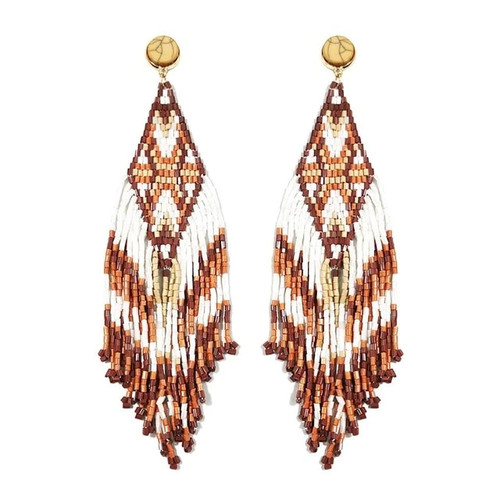 Bohemian Handmade Beaded Long Tassel Earrings For Women Multicolor Beads Statement Dangle Earrings Ethnic Jewelry