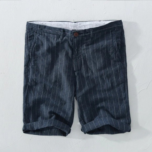 brand new style linen shorts men casual striped flax mens shorts 29-38 plus size mens clothing short