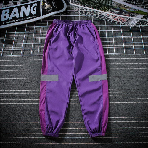 Men Multi-color Casual Style Hip-Hop Stripes Reflective Trend Harem Pants Loose Wild Sweatpants