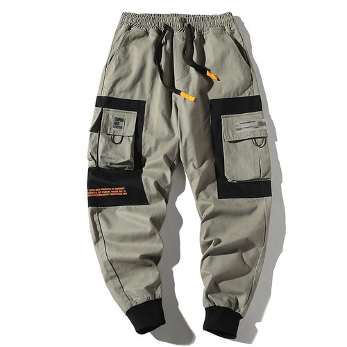 Hip Hop Men Multi-pocket Elastic Waist Design Harem Pant Street Punk Hip Hop Casual Trousers Joggers Male Cargo Pants