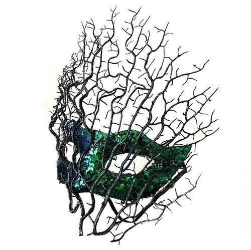 Feather Flower Colorful Lace Mask Venetian Masquerade Halloween Ball Party Tree Branches Antler Mask Costumes