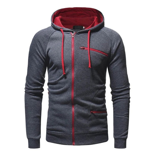 Autumn Winter New Mens Hoodies Long Sleeve Zipper Cardigan Hoodie Sweatshirt Men Casual Solid Hooded Pullover Sweatshirts