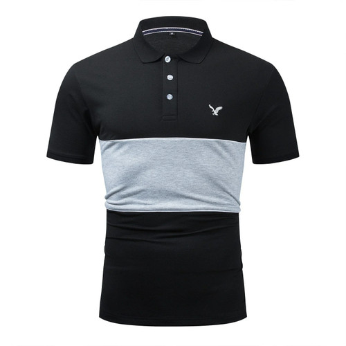 New Contrast Polo Shirt Men Casual Business 100% Cotton Polo Shirt Embroidery Short Sleeve Jersey Polos 593