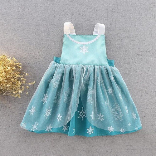 Baby Girl Waterproof Apron Dress Girls Cartoon Princess Drawing Coverall Dress overall 2-7Y