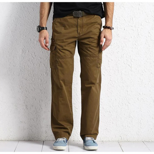 Autumn /winter Casual Pants Men's Cotton Straight Long CARGO PANTS Plus Size 30-40 42 44 Loose Trousers Man Bottoms