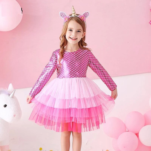 Girls Dress Elegant Kids Tutu Dress Children Long Sleeve Princess Vestidos Girls Party Dresses Children Clothing