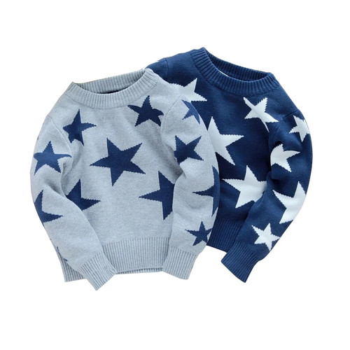 Child Star Sweater Pullover Cotton Double Layer High Quality Sweater Autumn Winter Children's Clothing Baby Boy Clothes Kids Top