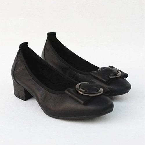 Leather low heel work shoes black formal work first layer leather breathable comfortable soft women's shoes