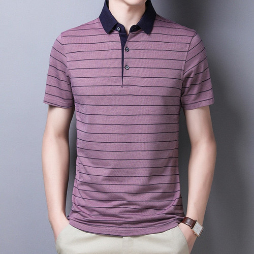 Men Striped Polo Shirt Cotton Short Sleeve Man Shirts High Quality Summer Office Clothes Casual Polo Shirt Men Tops