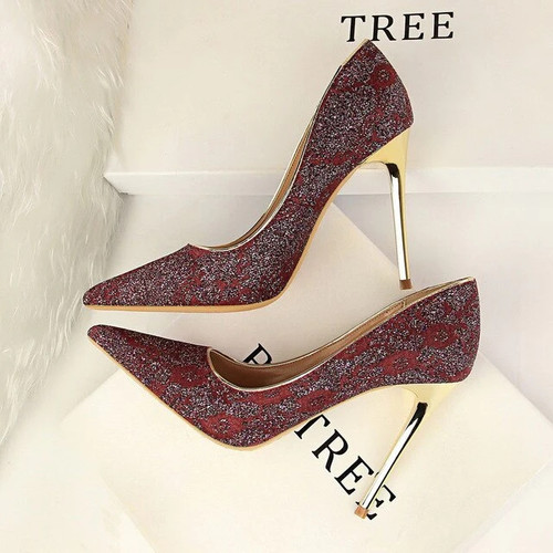 Women Luxury Bling Wedding Bridal Pink Pumps Lady Glitter Gold Female Stiletto Prom Shoes
