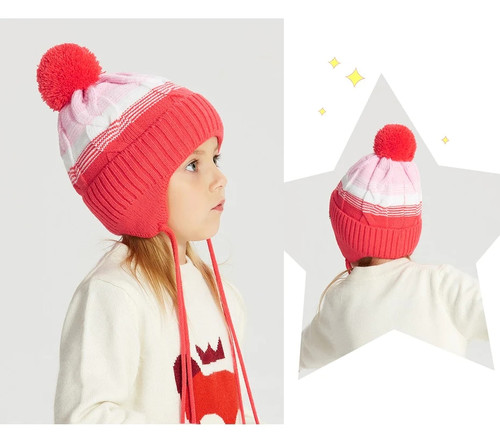 winter knit hats for kids real fur fox pompom girls boys babies wool bonnets warm cute patchwork color children beanies