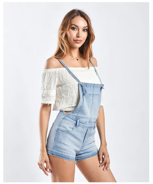 Summer Women Plus Size Denim Short Jeans Overalls Fashion Casual Trousers L-3XL Strap Shorts