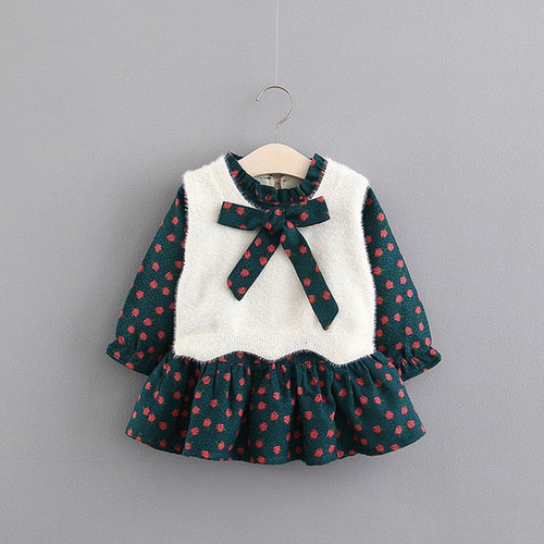 Spring Baby Girls Clothes Floral Dress + Vest Sets for toddler Girls child Clothing Princess Birthday Party tutu Dresses dress