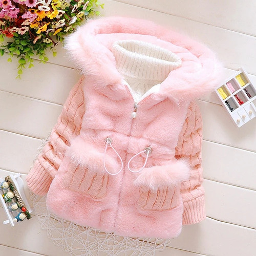 New Girls Cotton Padded Winter Cotton Coats children's Keep Warm Thick Hooded Zipper Outerwear Baby Girl Clothes