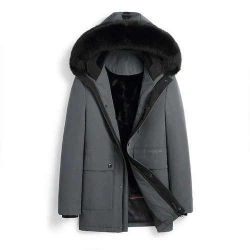 Men Mink Fur Coat Thick Warm Winter Outerwear Jacket