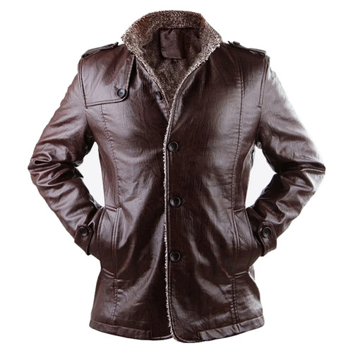 Leather Jacket Motorcycle Men's Winter Jackets and Fur Coats Thickening Wool Windbreak Warm Coat