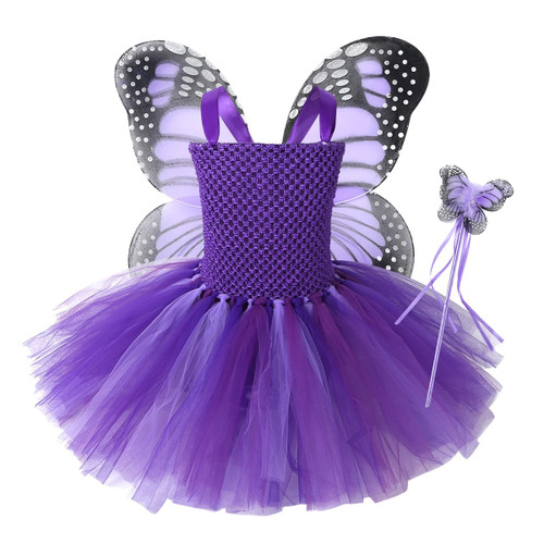 Girls Fairy Butterfly Tutu Dress Girl With Wings Fancy Baby Girls Birthday Party Dresses Kids Cosplay Halloween Costumes