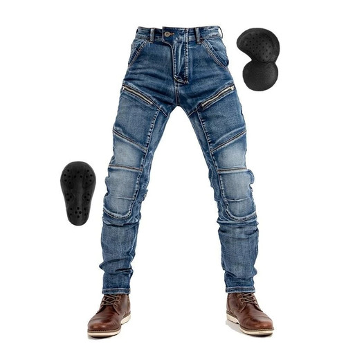 High Quality Men's Brand Motorcycle Jeans Elastic Skinny Biker Jeans with Protective Gear Urban Brand Jeans for Male