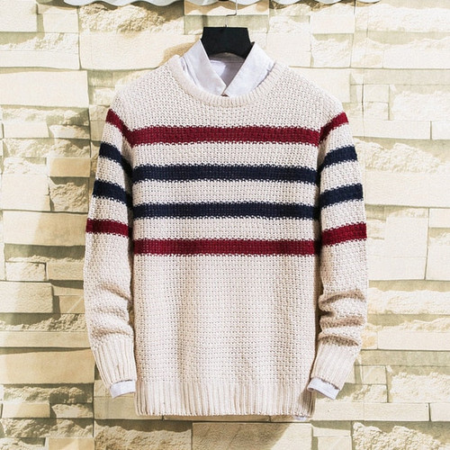 Autumn New Men's Striped Sweaters Pullover Male Slim Fit Turtleneck Sweater brand Tops Knitted Pullovers knitwear M-3XL