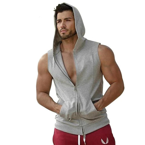 New Men's fitness bodybuilding tank top Hoodies Male Sleeveless Casual  Tank Tops vest M-2XL