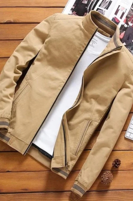 Men's Casual Jacket Men Spring/Autumn Pure Cotton Jackets Mens Red/Khaki/Black Coat Male Jacket Clothes