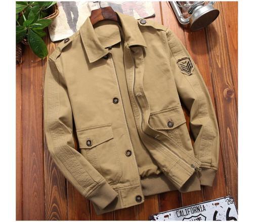 New Men's Bomber Jacket Casual Outwear Turndown Collar Cotton Coats Slim Fit Business Jackets Mens Clothing