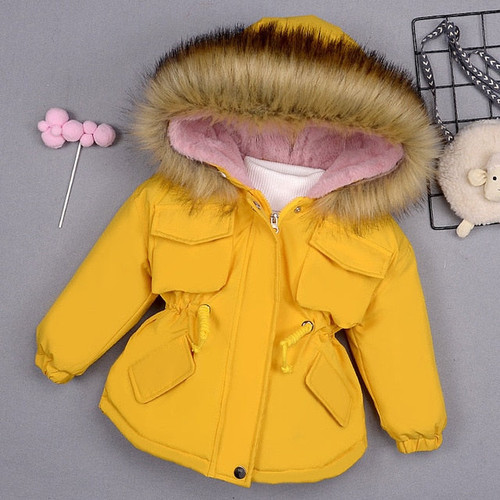 Girls Coats Fashion Winter Girls Clothes Solid Thicken Kids Outerwear Hooded Coat Winter Girls Children Clothing