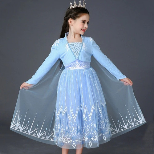 Spring Winter Princess Girl Elsa Dress Birthday Party Cosplay Elsa Costume for Kids Tutu Teen Children Clothes