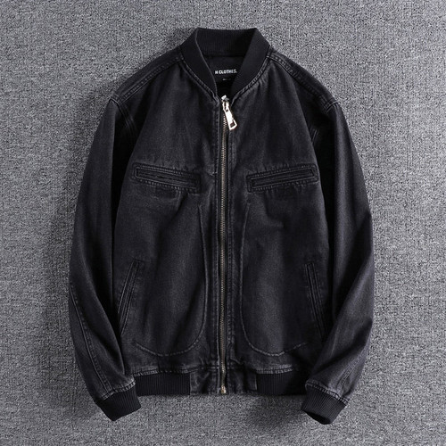 Autumn simple micro elastic denim jacket men's fashion slim fit versatile European and American men's Baseball Jacket