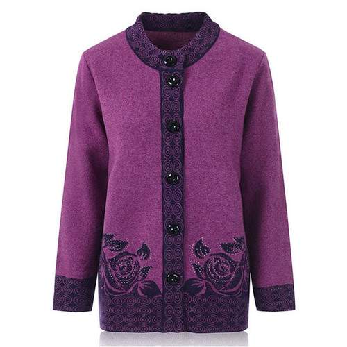 Knitted Sweater Cardigan Middle-aged and Elderly Women's Sweaters New Autumn Winter Single-breasted Jacket Women Tops