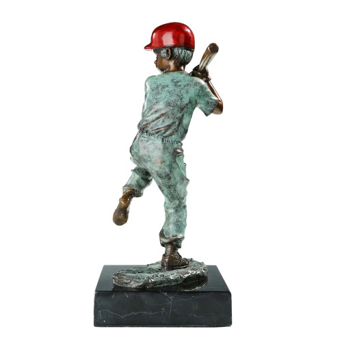 Sculpture Copper Material Boy Playing Baseball Statue for Kids Birthday Present Study Room Desktop Decor