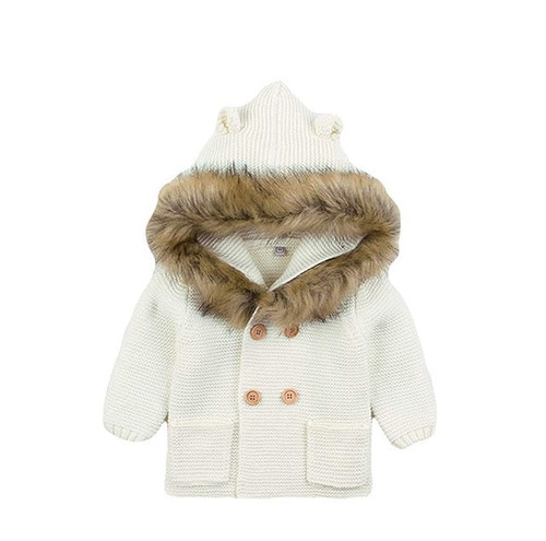 newborn baby winter warm knitted cotton coats infant kids boy girl faux fur hooded jackets