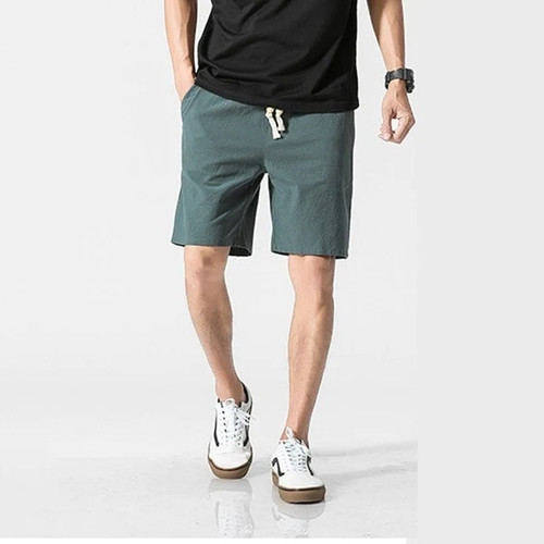 New Men's Solid Flax Shorts Men Solid Color Short trousers Male Summer Breathable Linen Flax Shorts Plus Size M-5XL