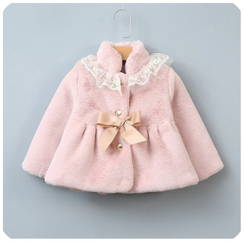 New Girls Kids Boy Winter Coat Lace Collar Fur Coats Baby Clothing Children Outfit Clothes
