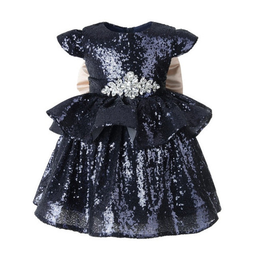 Lace Royal Blue Girl Party Dress Pageant Gown Big Bow Princess Wedding Ball Gown Kids First Communion Flower Girl Dresses