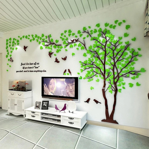 3D Tree Acrylic Mirror Wall Sticker Decals DIY Art TV Background Wall Poster Home Decoration Bedroom Living Room Wallstickers