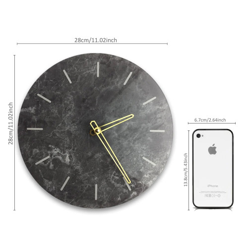 Funlife Black Marble Wall Clock,Modern Design Creative Nordic Clocks DIY Silence Wall Watch For Bedroom Living Room Home Decor