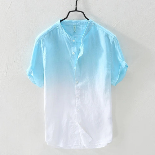 New Men Short Sleeve Shirt 100% Linen Shirts Men Casual Short Sleeve Man Shirt Summer